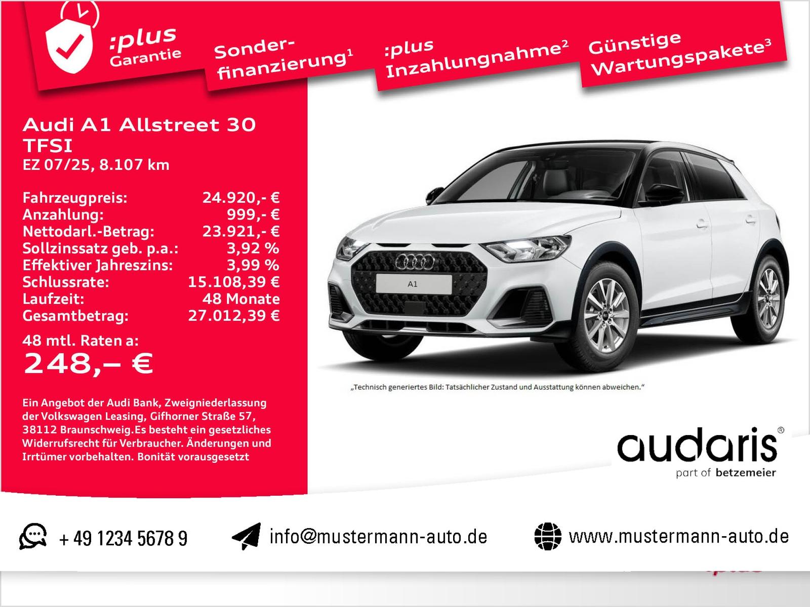 Audi A1 2025 — allstreet 30 TFSI KAMERA SITZH. NAVI TEMPOMAT